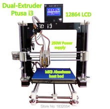 2015 High Precision He3D Dual Extruder 3D Printer kit diy Reprap Prusa I3 Double Heads Two-color Printing High Resolution LCD