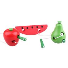 2016 hot Montessori Educational Toys Fun Wooden toy Worm Eat Fruit Apple pear Early Learning Teaching Aid Baby Toy Gift For Kids