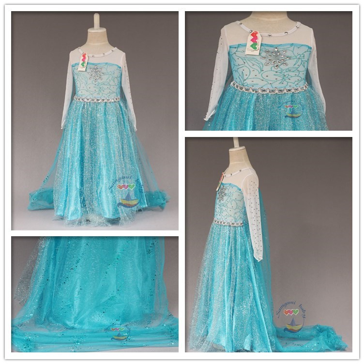 EMS-DHL-Free-shipping-little-girls-kids-Cute-Elsa-Baby-girls-cosplay-Sequin-ice-Queen-Elegant