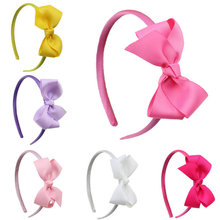 r kids girl soild grosgrain ribbon bow + satin ribbon hairband for children kids children hair accessories