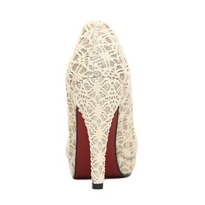 Fashion Lace Women Red Bottom High Heels Comfortable Round Toe ...