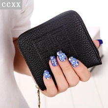 New Fashion Women Lady Litchi PU Leather Zipper Hasp Short Clutch Wallet Coin Purses ID Card Holder carteira feminina Handbag