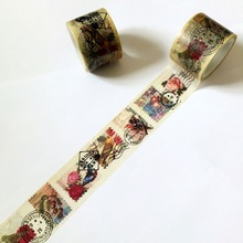 Free Shipping 30mm*5m Beautiful Vintage Rose and Birds Stamp/ Adhesive Tape DIY Scrapbooking Masking Tape