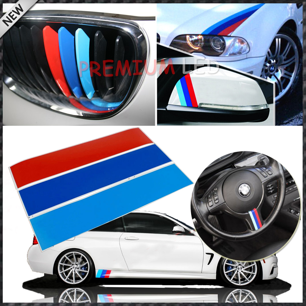 Купить 10 «m цветной полосой Декаль наклейки для bmw экстерьера и ...