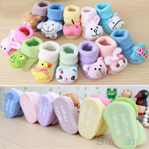 Newborn Baby Boy Girl Anti Slip Shoes Animal Cartoon Slippers Boots Socks 1QEA