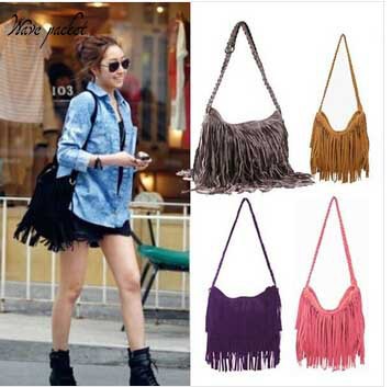 2015 Hot Sale Tassel Women Leather Handbags Cross Body Shoulder Bags Fashion Messenger Bags Suede Fringe