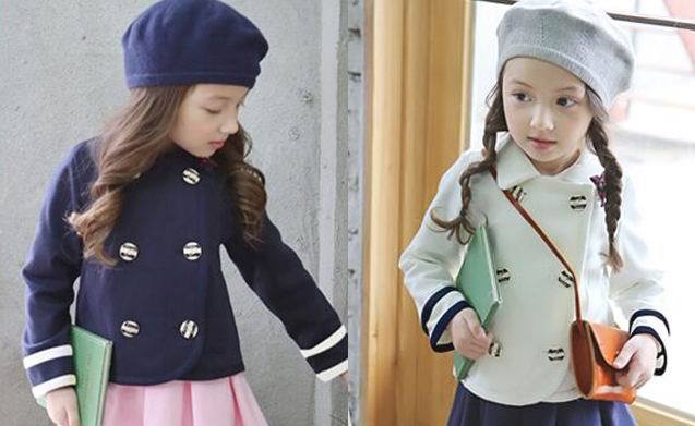 Pinkideal 2015 Autumn New Children Clothes Girl Coat British Style Long Sleeve Girl Fashion Outerwear 2-7Y 330691