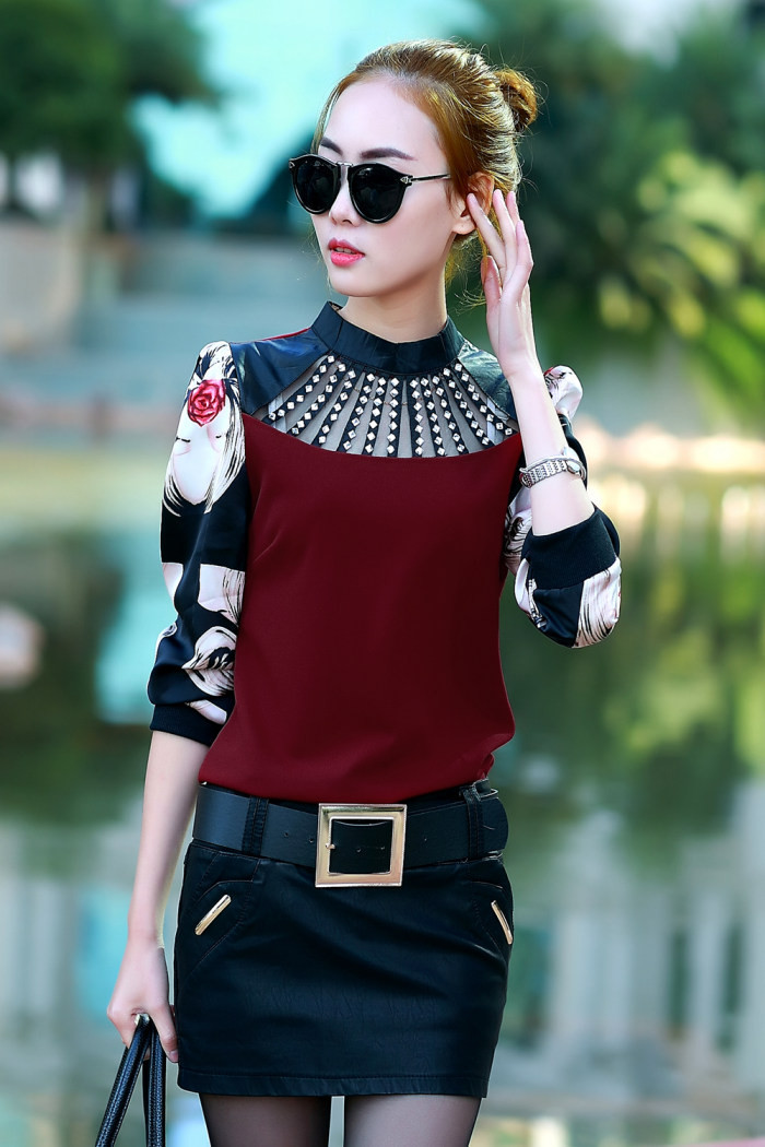 Vintage Blouse Fashion Feminino Clothes 2015 Korean Shirt Women Printing Vetement Femme Plus Size Tops Casual Vintage Blouse