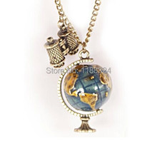 Fashion Vintage Jewelry Globe Telescope Alloy long Pendant Necklace for Women 2015 Retro Sweater Accessories