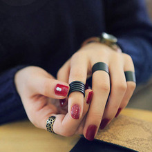 3Pcs New Fashion Ring Set Black Stack Plain Above Knuckle Rings 