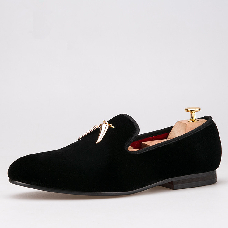Men Black Dress Shoes Metal Tassel Velvet Loafers Fashion Slippers Size 6-13 Free Shipping