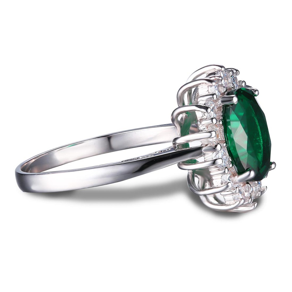 Wholesale Fashion Summer Stylish Hot Girls Emerald Ring Cocktail 925 Sterling Silver Free Shipping