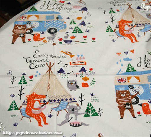 160cm*50cm Fox Picnic fabric cartoon cotton Printed cotton fabric sewing baby clothes kids bedding quilting patchwork tissue