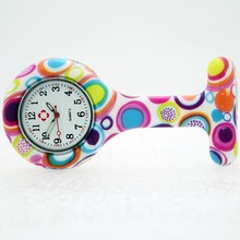 100pcs/lot free shipping white face fashion prints round nurse watch doctor silicon Colourful Professional Useful Medical Watch