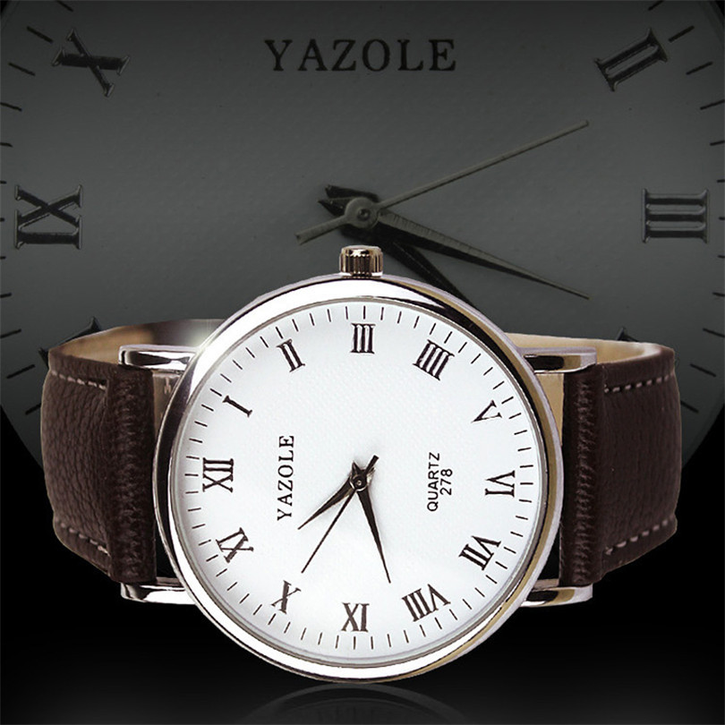 Durable Splendid Luxury Men Watches 2015 Faux Leather Men Analog Casual Quartz Watch Men Brown Wholesale