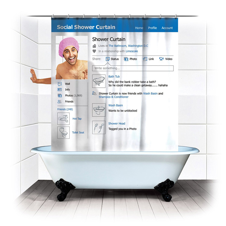 Freeshipping 180*180cm facebook shower curtain social shower curtain polyester Terylene waterproof bathroom curtain Freeshipping 180*180cm facebook shower curtain social shower curtain polyester Terylene waterproof bathroom curtain