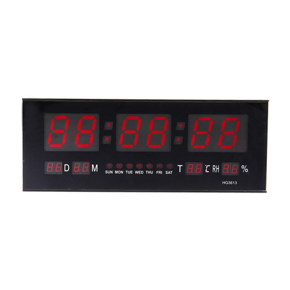 AC100v-240v Digital Large Big Jumbo LED Wall Desk Calendar Alarm Clock Red Reloj Pared Digital Led