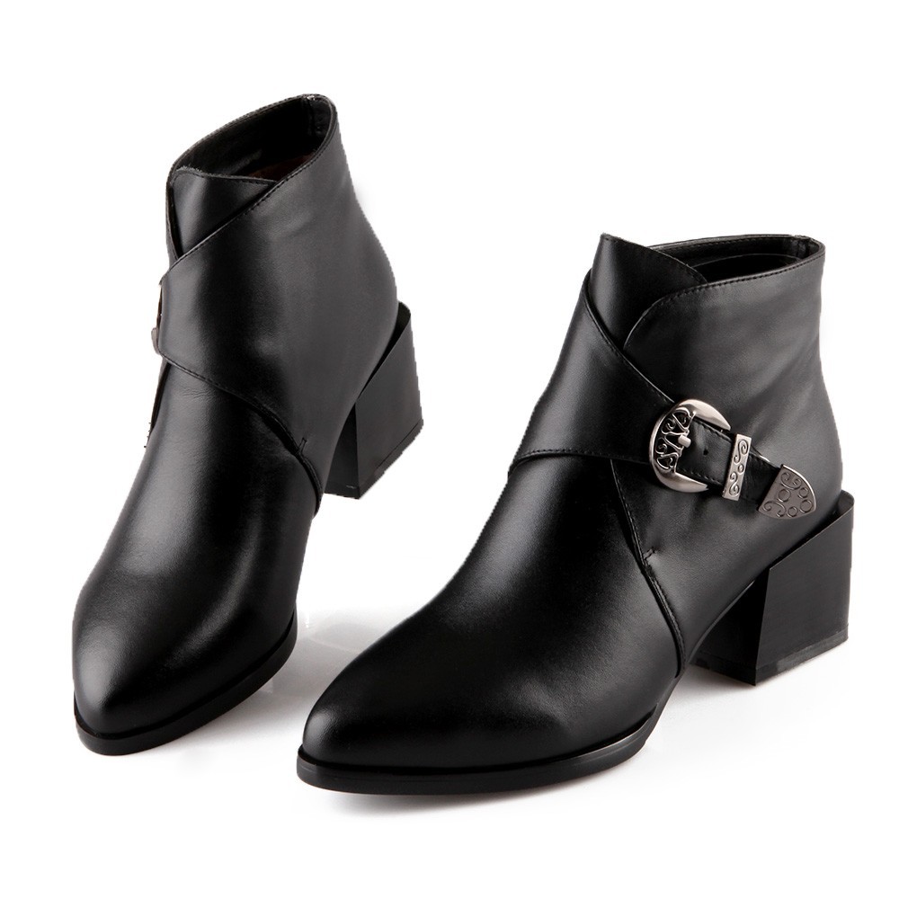 Autumn Women Thick Heel Ankle Boots Ladies Med Heels Boot Fashion