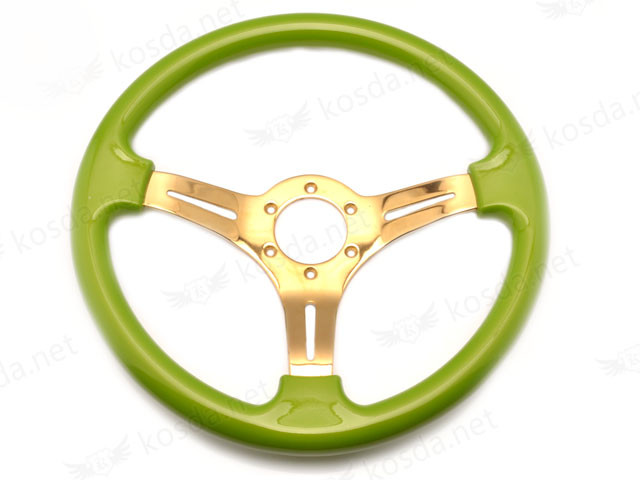 ABS Steering Wheel Green + Gold Spoke 1