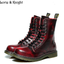 British Retro Cowhide Genuine Leather Martin Ankle Boots Military Lace Up Men Boots Steampunk Shoes