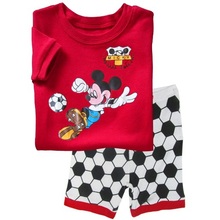 Football Cartoon Boy’s Summer Pijamas Fashion Children Clothes 2-7year 21 Colors Kids Tee Shirts Tops Pants Free Shipping