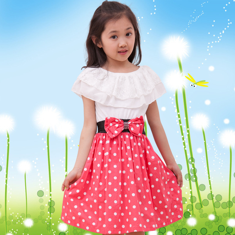 2016 New Korean Girls Summer Children Polka Dot Dress ...
