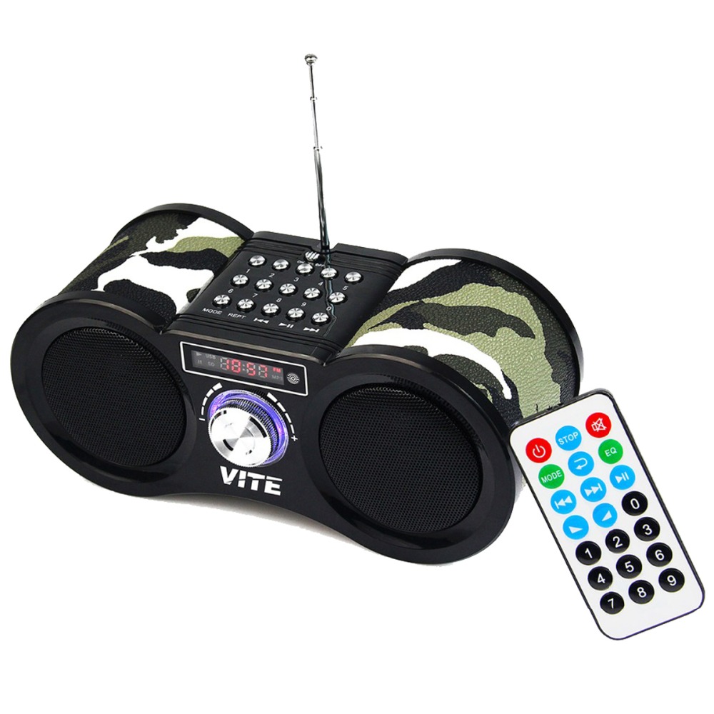 VITE VT-113 Mini FM Radio Stereo Digital Radio Receiver Speaker USB Disk TF Card MP3 Music Player Camouflage Best F9203M VITE VT-113 Mini FM Radio Stereo Digital Radio Receiver Speaker USB Disk TF Card MP3 Music Player Camouflage Best F9203M