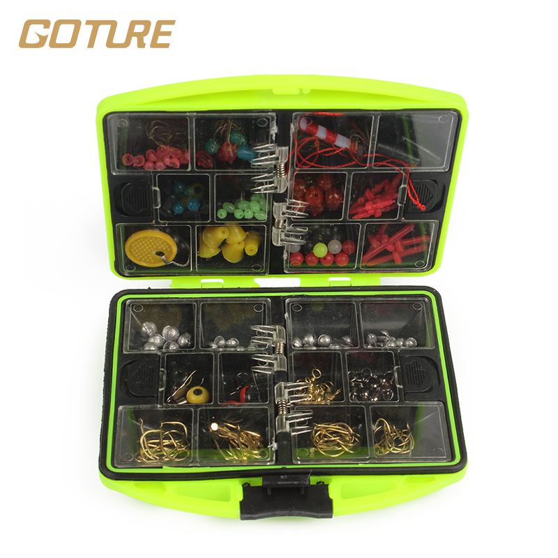 Goture Rock Fishing Set Swivels Jig Hook Sinker Floating Beads Carp Fishing Accessories Box