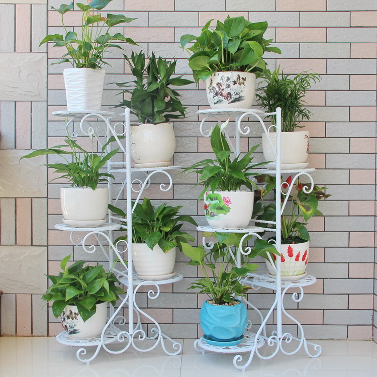 Plant stand rack for 5 pots of flower, electronics on carous.