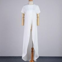 2016 summer Casual short Sleeve long chiffon Shirt Hollow Irregular Hem Tops Blouse women Loose Chiffon Tops Long Jacket Shirt