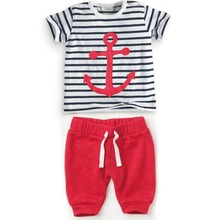 Infant Baby Boys Sets Striped T-shirt Tops+Red Pants 2pcs Outfits Toddlers Suits Clothes 0-3Y