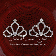200pcs/lot 2Colors Chic Artificial Bling Flatback Buttons DIY Hollow Alloy Female Crown Shaped Rhinestone Button For Accessories