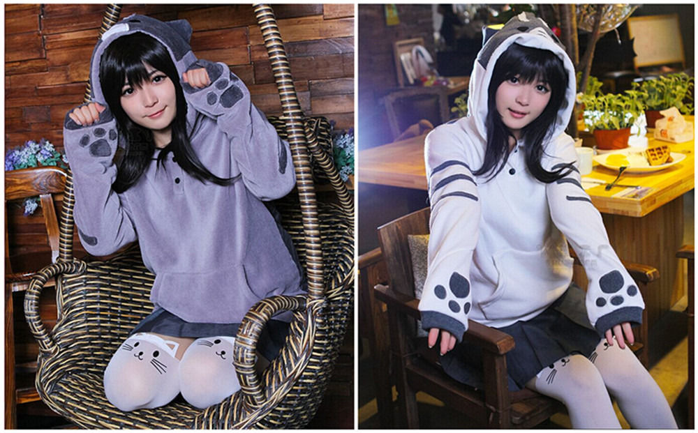 Anime Neko Atsume Hoodies Manzokusan Fleece Coat Cat