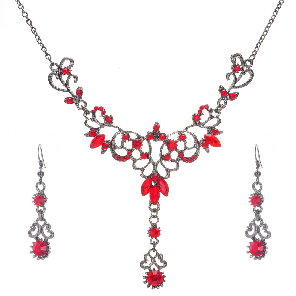 Factory Price Acrylic Wedding Jewelry Sets Alloy Necklace Rhinestone 