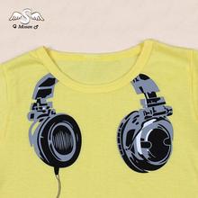 Feitong New Fashion Boy Kids Summer Clothing Casual 3D Headphone Short Sleeve Tops Blouses T Shirt
