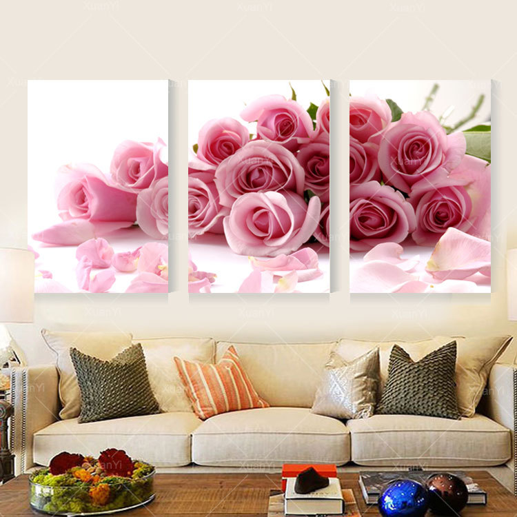 3 Panel Modern Printed Rose Flower Painting Canvas Cuadros Flowers Picture Wall Art Home Decor For Living Room No Frame PR004