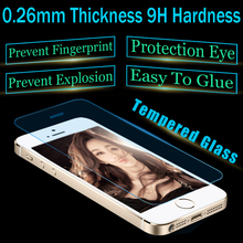 10pcs/lot For iPhone5g/5c/5s Best Tempered Glass 0.26mm 9H Hard High Transparent Screen Protector Free Shipping