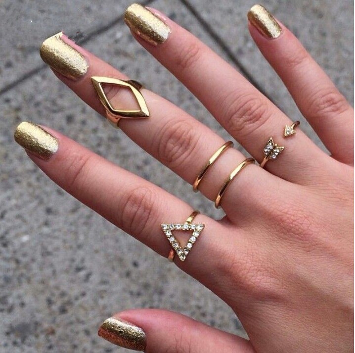 Artilady new design 5pcs set stacking punk ring geometry midi ring with crystal women rings J