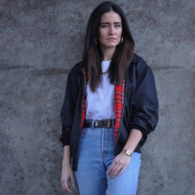 Fashion Women Retro Baggy Tartan Lined Check Plaid Pattern Bomber Zipper Fall Autumn Outwear With Pocket Black Oversized Jackets