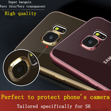 Ultra-thin transparent Soft TPU case For Samsung GALAXY S6 G9200/9208/9209 High quality Protect camera cover for GALAXY S6 edge