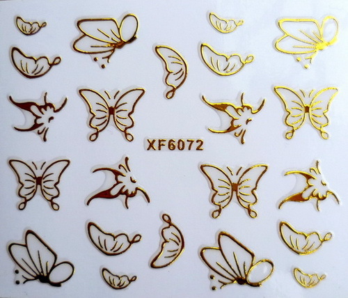 1 sheets 3D Nail Art Metallic Gold Butterfly Design Water Transfer Nail Stickers Decals DIY Nail