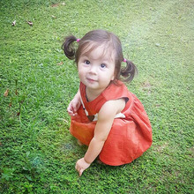 2016 Spring Sweet Toddler Baby Girls Fox Style Dress Ruffles Casual Fashion Dresses Orange Easter Dress
