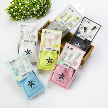 3.5mm Cute Star Earphones + Pouch Bag Cartoon Stylish Headphones Headset + Microphone for Iphone Samsung Andriod Smartphone Hot