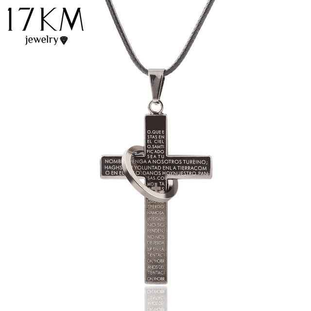 Fashion Cross Stainless Steel necklace for men s Rope Chain Scriptures cross necklaces statement jewelry Best