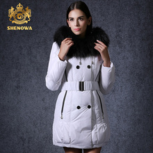2015 new women s SHENOWA raccoon fur collar thickening a down jacket white duck winter coat