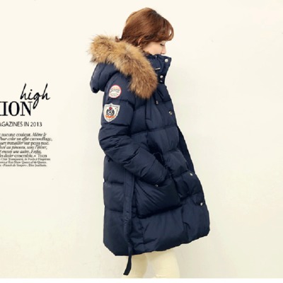 2015 Winter Korean Slim White Duck Downs Jacket Parka Women Long Warm Overcoat Raccoon Fur Hood Plus Size Female LJ3356