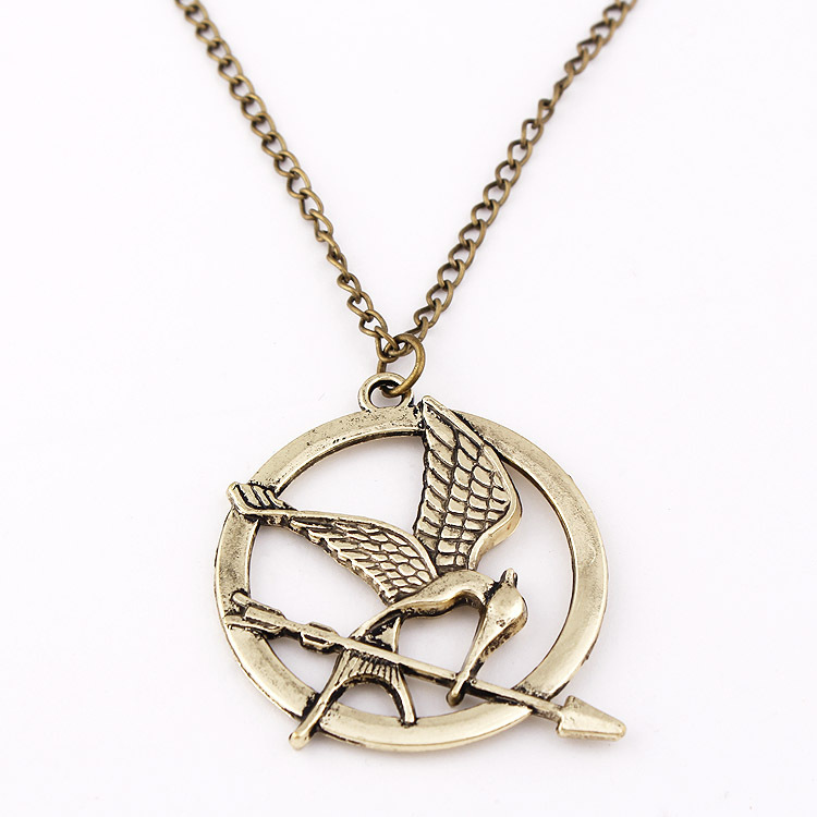 2015 New Necklaces Pendants for men women 3D movie Hunger games ridicule mock bird zinc alloy