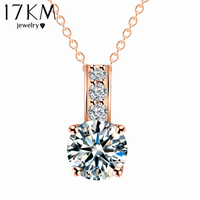 Women Jewelry Classic Necklace Rose Gold Plated Austrian Crystal Round Pendant Necklaces collares Wholesale colliers 2015