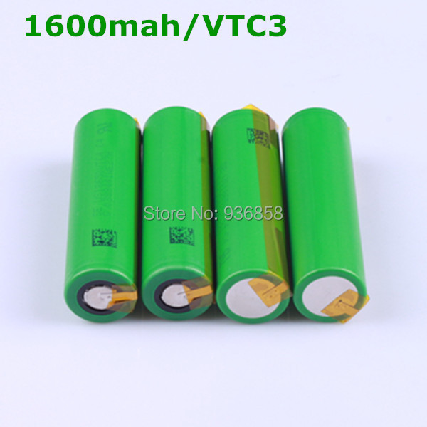 DHL TNT Free Shipping 50PCS 18650 VTC3 1600mah Rechargeable Li-ion battery 30A With Tabs For Sony