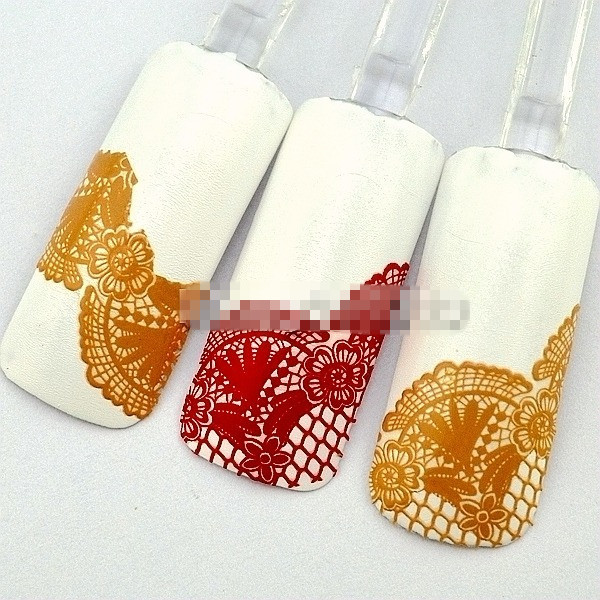 4 colors lace fingernails sticker 10pcs High Quality 3D Nail art stickers decals decorations tool beauty